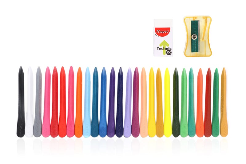 Maped Color'Peps PlastiClean Erasable Plastic Crayons Set - Pack of 26, Multicolor, 862526 - Image 2