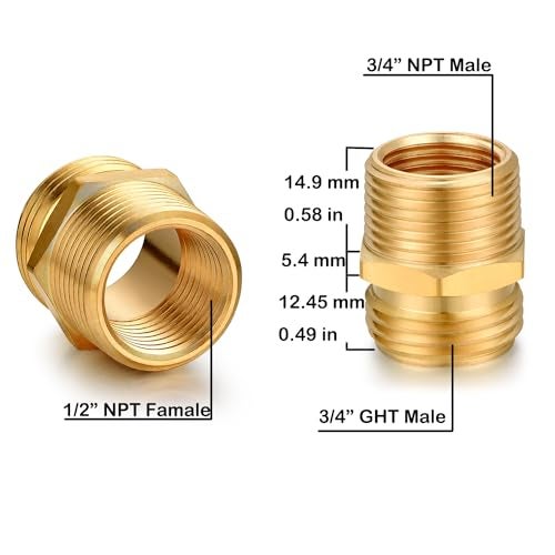 SIGURANTA Garden Hose Connector Adapter34 GHT male and 34 NPT male Connectors Brass Repair Fittings for female Hose to female Hose 10 Pack - Image 3