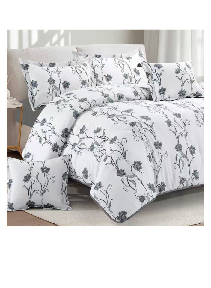 بلو سكاي مفرش سرير نفرين فخم من المايكروفايبر 100% ، غطاء سرير ، قابل للإستخدام على الوجهين، طقم مفارش بحشوة دبل  ، طقم نوم يتكون من 6 قطع ( مفرش بحشوة + شرشف مطاط للمرتبة + واقي مخدة + كيس مخدة + وسادة مربعة + كيس للوسادة المربعة  ) مقاس المفرش 240X260 سم ومقاس المغاط 200x200 سم ( اللون نفس الصورة) - Image 2