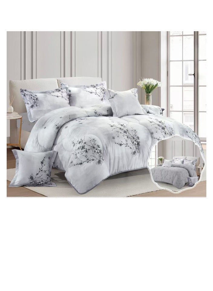 Blue Sky Luxurious Double bedspread made of 100% microfiber, reversible bed cover, double-filled duvet cover set, 6-piece sleeping set (filled duvet cover + fitted sheet + pillowcase + pillowcase). Bedspread measures 260 x 240 cm and duvet covers measure 200x200 cm (colors same as the picture) - Image 1
