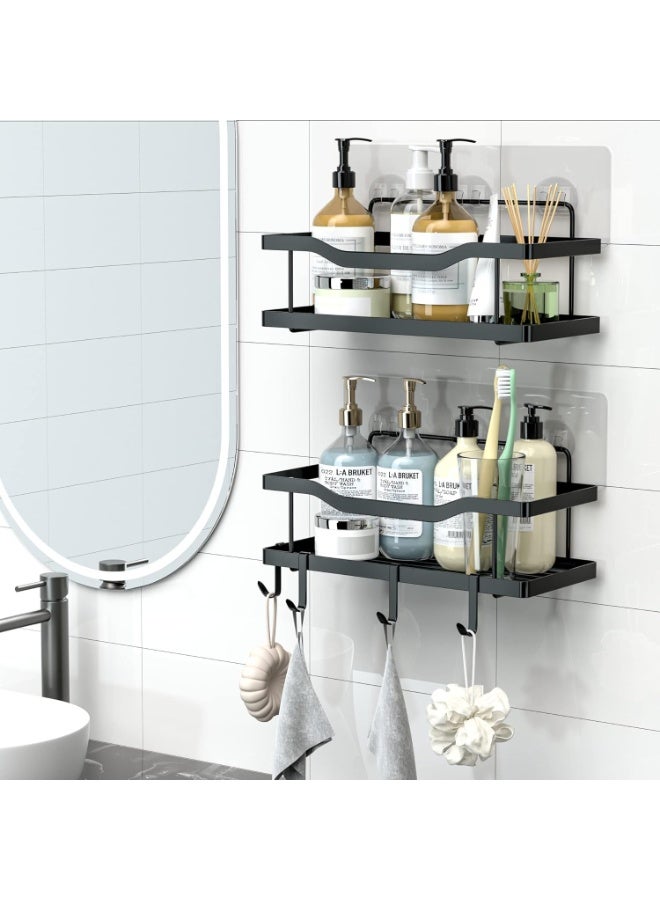 HOMESTAR 5-Pack Shower Caddy, Adhesive Bathroom Organizer, No Drilling, Large Capacity, Rustproof Stainless Steel Bathroom Shower Organizer Shower Shelf for Inside Shower Black - Image 2