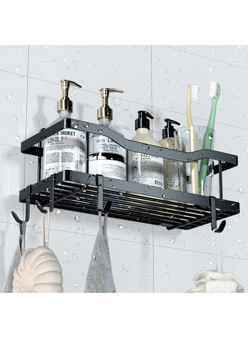 HOMESTAR 5-Pack Shower Caddy, Adhesive Bathroom Organizer, No Drilling, Large Capacity, Rustproof Stainless Steel Bathroom Shower Organizer Shower Shelf for Inside Shower Black - Image 5