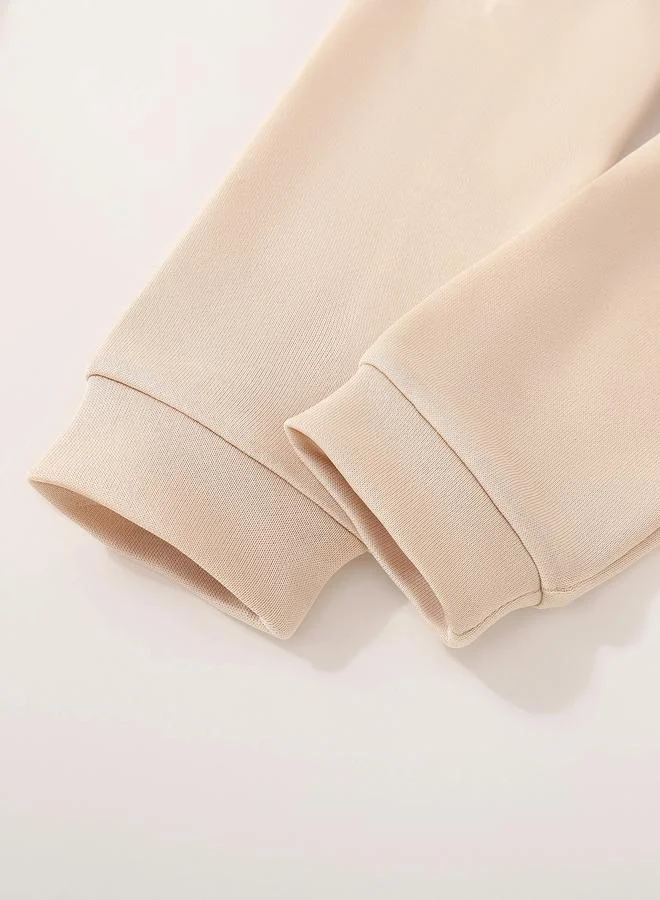 Take Two Take Two Boys Beige Solid Sweatshirt and Joggers Set