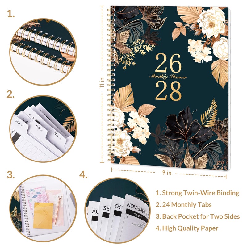 Vindora 2026-2028 Monthly Planner - July 2026 - June 2028, 2 Year Monthly Calendar 2026-2028, 9" Ã— 11" Calendar Planner, 24 Months, Tabs, Back Pocket, Twin-Wire Binding, Note Pages - Image 3