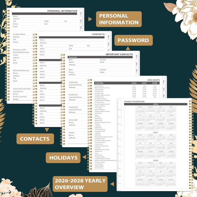 Vindora 2026-2028 Monthly Planner - July 2026 - June 2028, 2 Year Monthly Calendar 2026-2028, 9" Ã— 11" Calendar Planner, 24 Months, Tabs, Back Pocket, Twin-Wire Binding, Note Pages - Image 5
