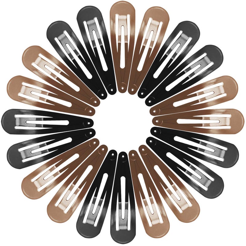 Funtopia 40 Pcs 7cm  28 Inch Long No Slip Metal Hair Clips Large Snap Barrettes for Thick Hair Brown Black