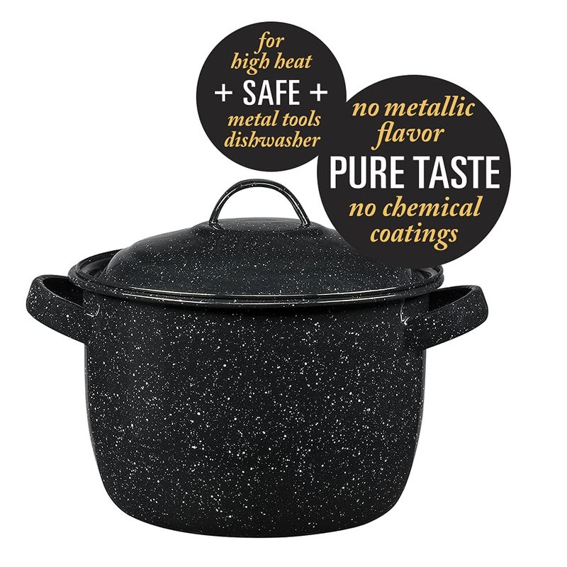 Granite Ware 4-Quart Bean Pot - Porcelain Enamel on Steel, Lightweight & Durable, Ideal for Baked Beans, Stews, Soups - Non-Stick, Chip-Resistant, Even Heat Distribution (Speckled Black) - Image 2