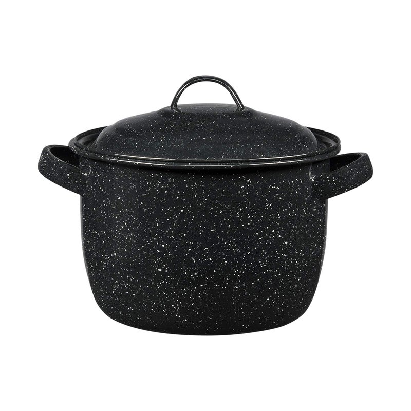 Granite Ware 4-Quart Bean Pot - Porcelain Enamel on Steel, Lightweight & Durable, Ideal for Baked Beans, Stews, Soups - Non-Stick, Chip-Resistant, Even Heat Distribution (Speckled Black) - Image 1