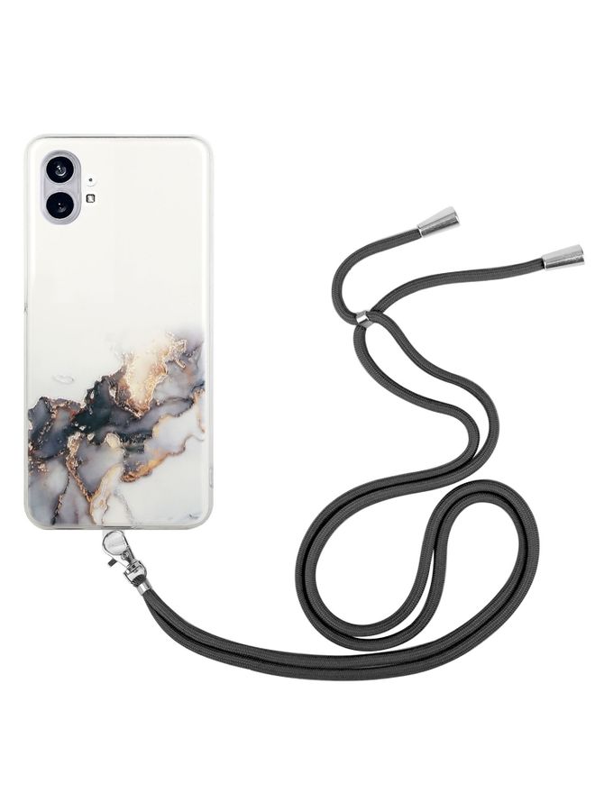 Case Cover For Nothing Phone 1 Hollow Marble Pattern TPU Phone Case with Strap Black