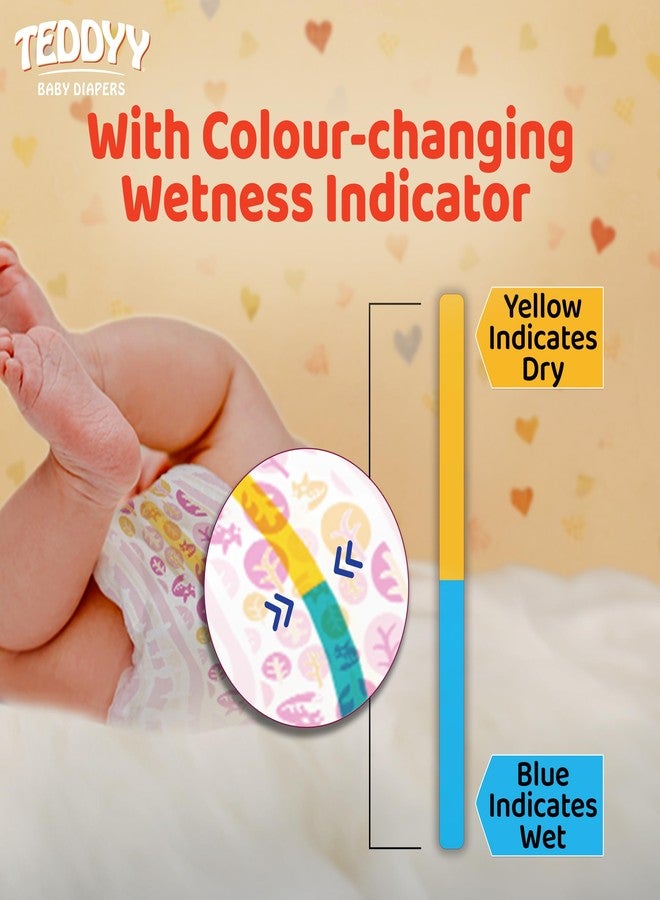 TEDDYY Premium Baby NB Size Diaper Tape Style | 66 Count (New Born) | 2-5 kgs (Pack of 1) | Quick Absorbency | Extra Super Soft | Anti - Bacterial | Colour Changing Wetness Indicator with Adjustable Grip Tapes - Image 4