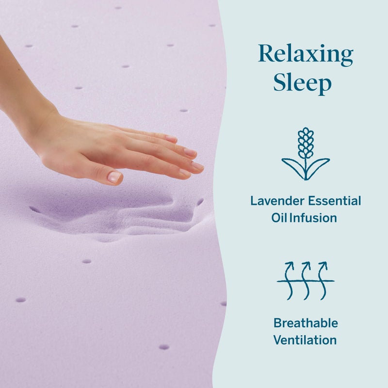 Lucid 3 Inch Lavender Memory Foam Mattress Topper, Queen Size â€“ Essential Oil Infusion â€“ Deep Plush Feel, Pressure-Relieving Bed Topper â€“ Ventilated and Breathable â€“ CertiPur Certified - Image 5