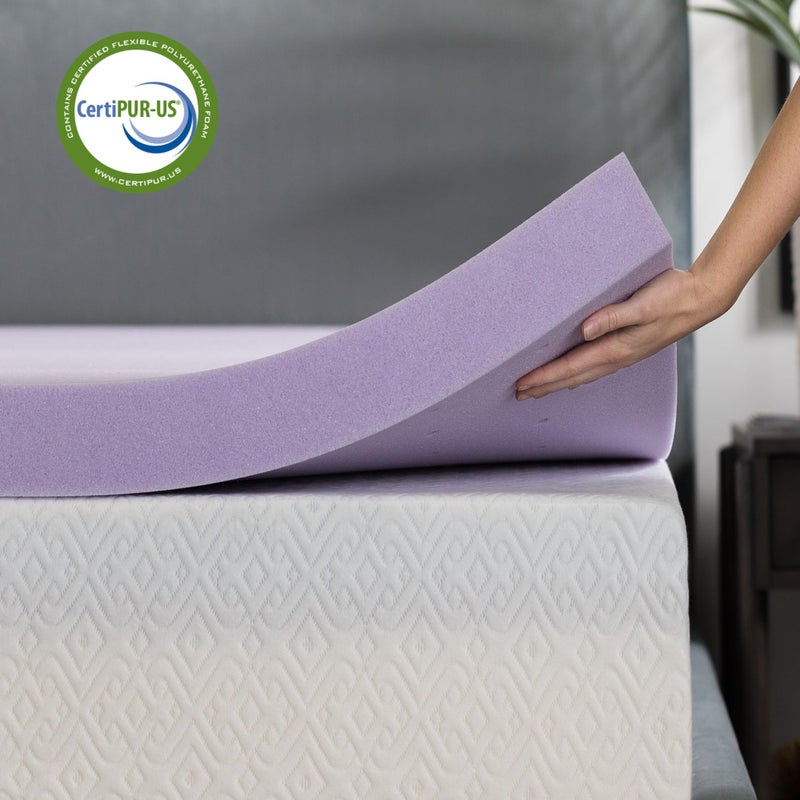Lucid 3 Inch Lavender Memory Foam Mattress Topper, Queen Size â€“ Essential Oil Infusion â€“ Deep Plush Feel, Pressure-Relieving Bed Topper â€“ Ventilated and Breathable â€“ CertiPur Certified - Image 4