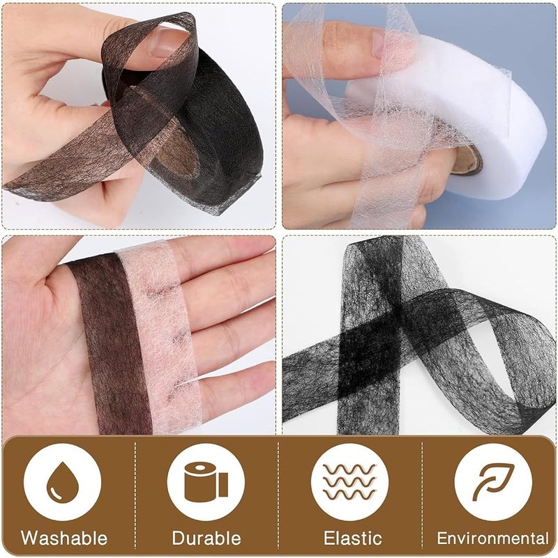 IWTEIPAN 2 Rolls Tape,Fabric Adhesive Hem Iron on No-Sew Hemming Tape for Pants Each 1/2 Inch (Black, White) - Image 3
