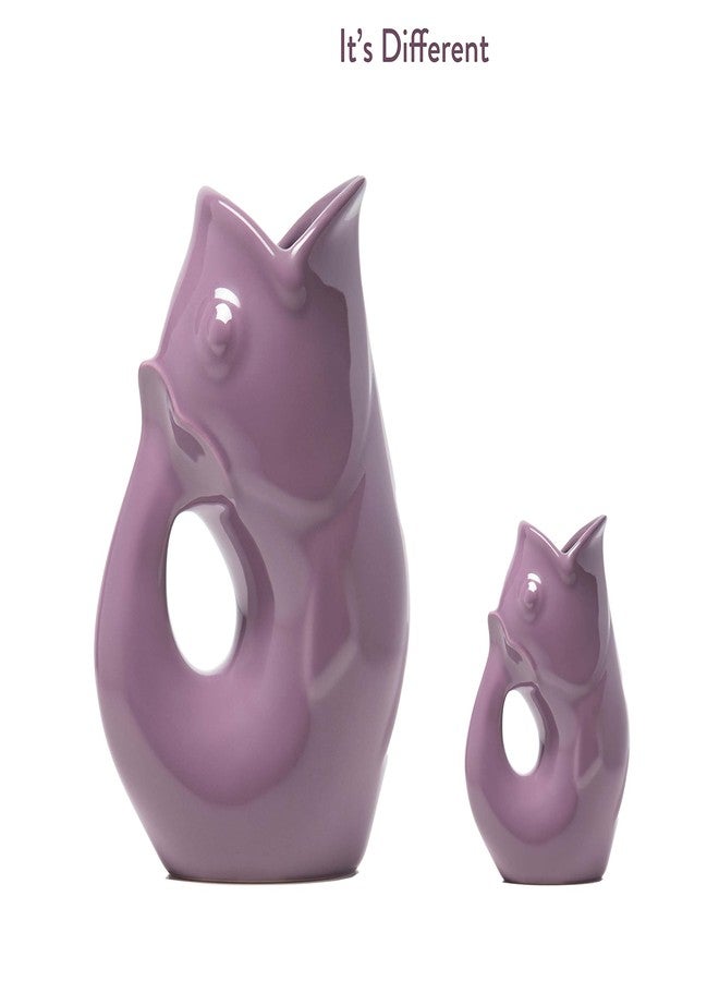Gurgle Pot إبريق سمكة غرجل بوت، طقم من قطعتين، لون الخزامى الفرنسي، تصميم مستوحى من الطراز الفرنسي، إبريق كبير سعة 42 أونصة مع وعاء غرجل بوت صغير. - Image 4