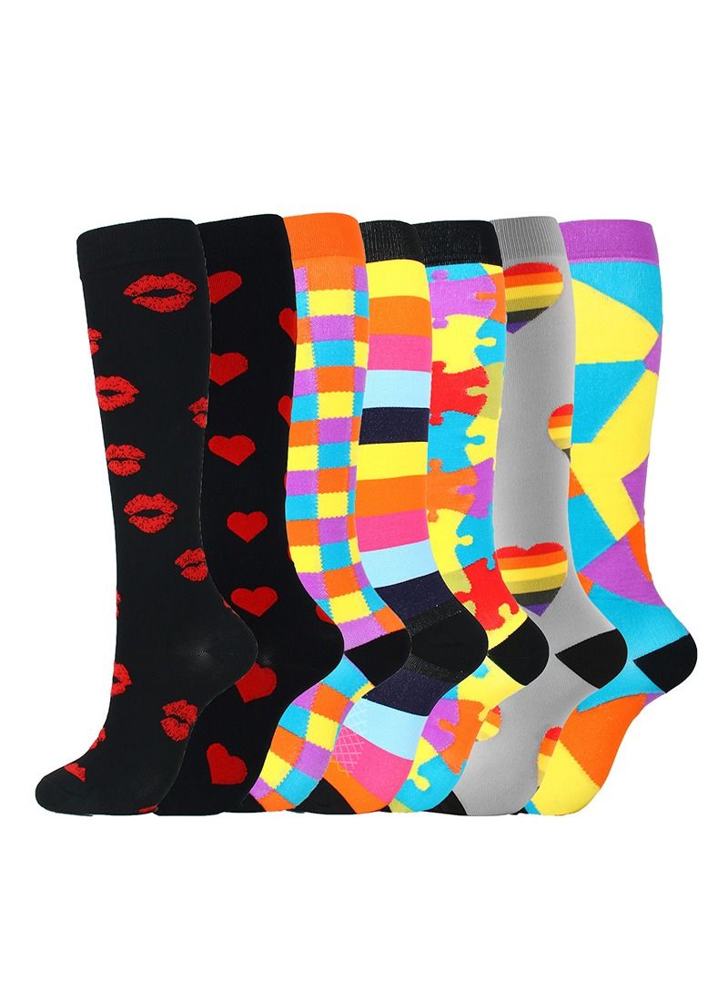 7 Pair Anti Slip Sport Knee High Socks Athletic Socks