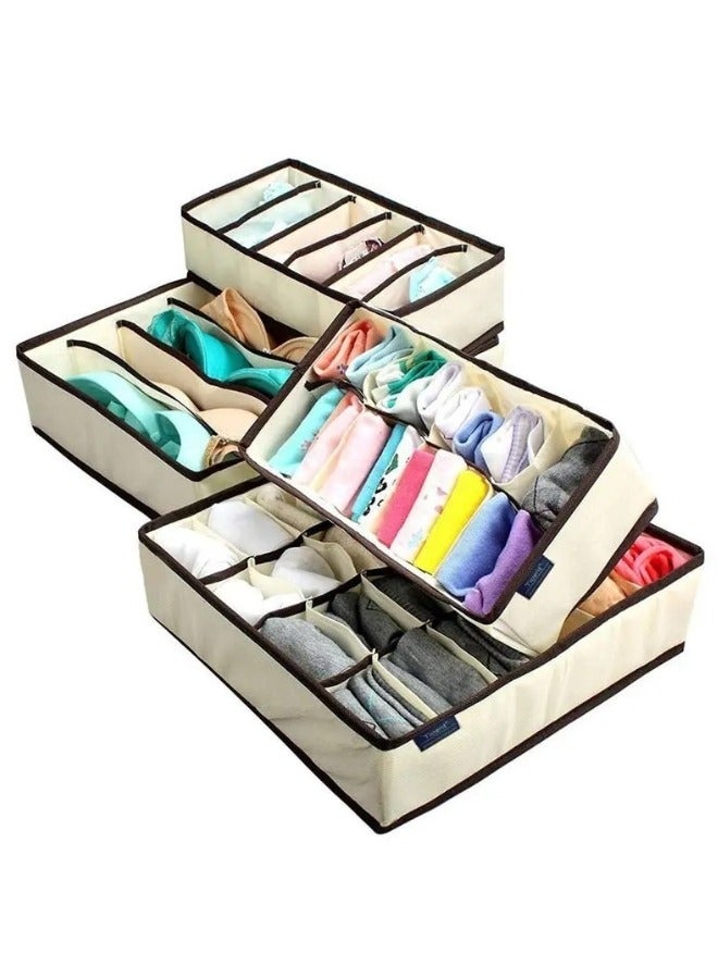 4Packs Sock Underwear Organizer Dividers, Cell Drawer Organizers Fabric Foldable Cabinet Closet Organizers and Storage Boxes for Storing Socks, Underwear, Ties  - Image 1