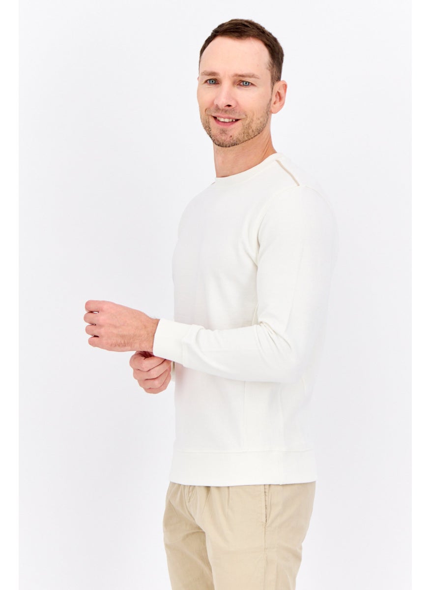 Sorbino Men Crew Neck Solid Long Sleeves Sweatshirt, Off White  - Image 2