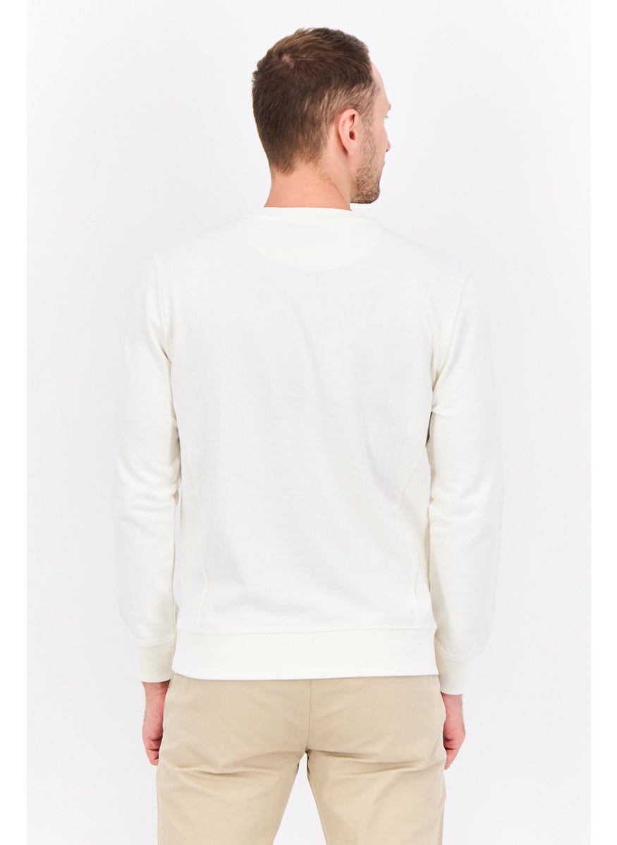 Sorbino Men Crew Neck Solid Long Sleeves Sweatshirt, Off White  - Image 3