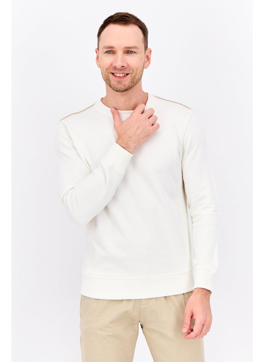 Sorbino Men Crew Neck Solid Long Sleeves Sweatshirt, Off White  - Image 1