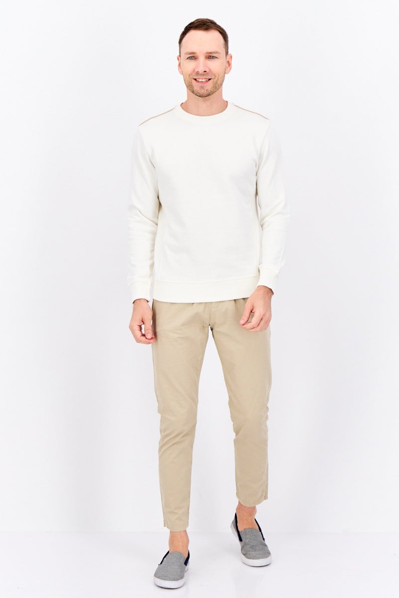 Sorbino Men Crew Neck Solid Long Sleeves Sweatshirt, Off White - Image 4