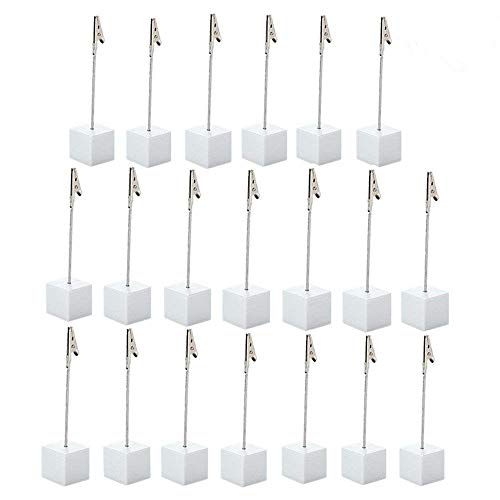 senover 20pcs Table Number Holder Name Place Card Holder Memo Clip Holder Stand Note Holder Pictures Card Paper Menu Clip … (White) - Image 1