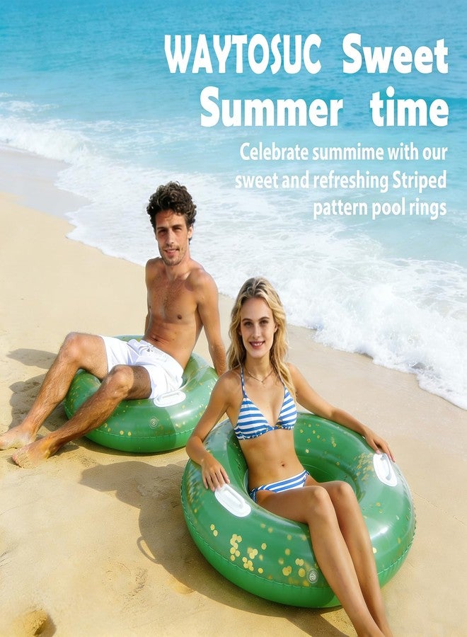 WAYTOSUC 2PCS Inflatable Pool Float,47IN Floaties Rafts for Adults Floating Lounger Sun Tanning Floats Cool Water Floaty Swimming Lake Beach Party (TM-Green) - Image 5