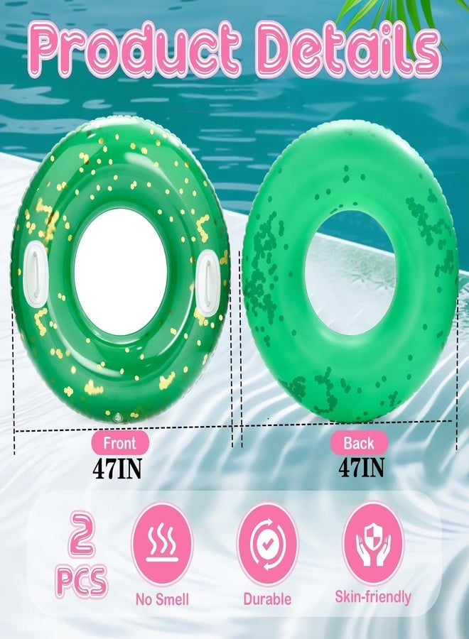 WAYTOSUC 2PCS Inflatable Pool Float,47IN Floaties Rafts for Adults Floating Lounger Sun Tanning Floats Cool Water Floaty Swimming Lake Beach Party (TM-Green) - Image 2