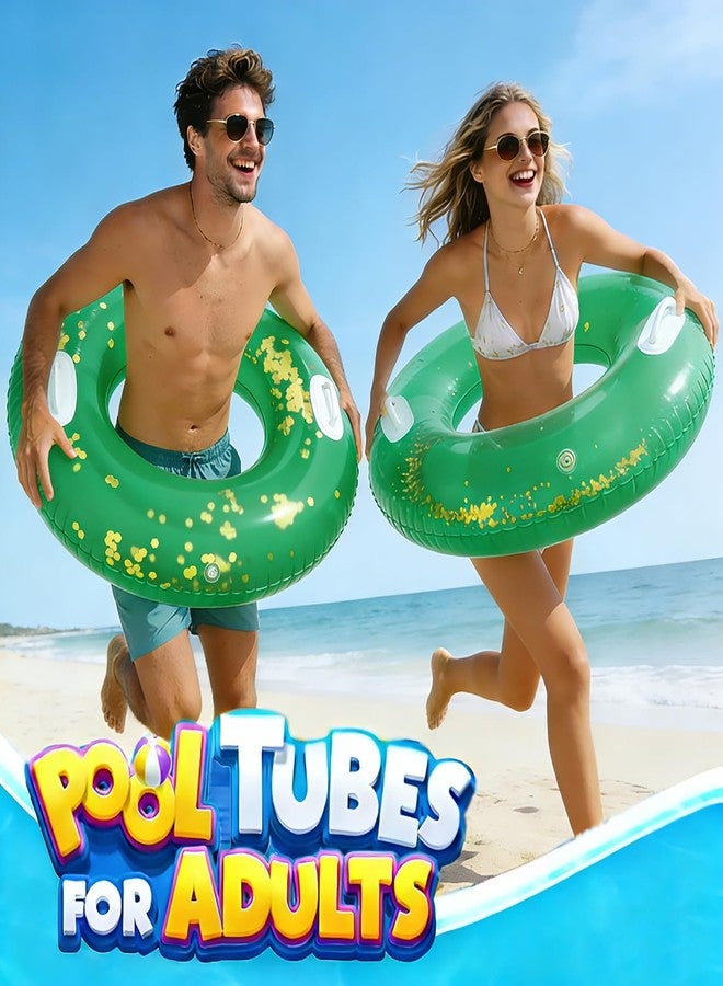 WAYTOSUC 2PCS Inflatable Pool Float,47IN Floaties Rafts for Adults Floating Lounger Sun Tanning Floats Cool Water Floaty Swimming Lake Beach Party (TM-Green) - Image 3