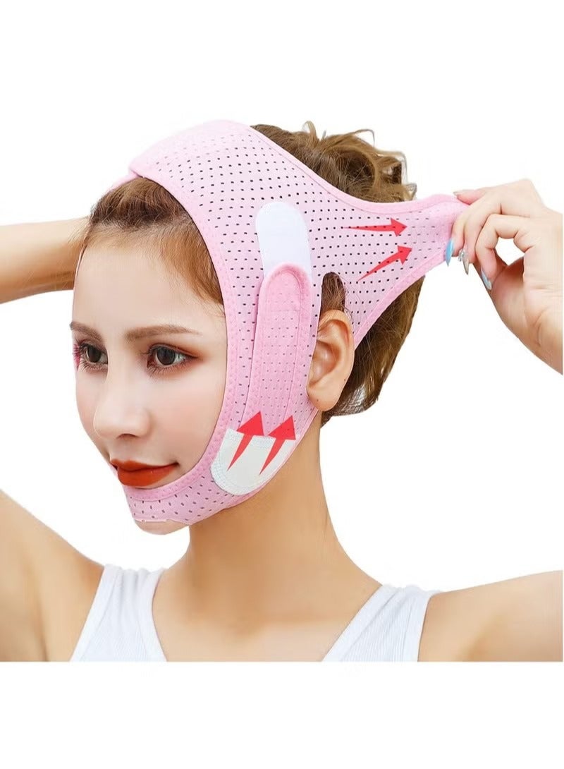 Double Chin Reducer, Face Slimming Strap, V-Shaped Mask Chin up Face Lifting Belt for Women and Men, Anti- Wrinkle Face Mask, Lifting Bandage for Saggy Face Skin Reusable Mask Facial Slimming - Image 1