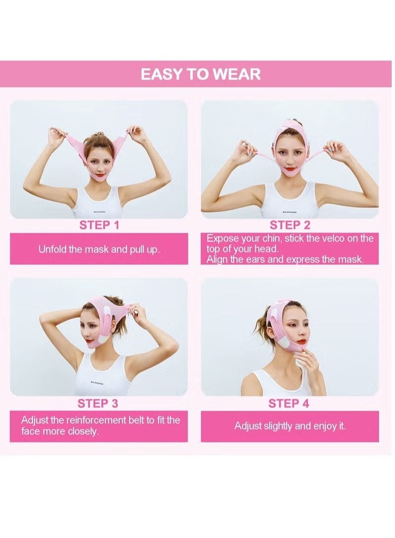 Double Chin Reducer, Face Slimming Strap, V-Shaped Mask Chin up Face Lifting Belt for Women and Men, Anti- Wrinkle Face Mask, Lifting Bandage for Saggy Face Skin Reusable Mask Facial Slimming - Image 5