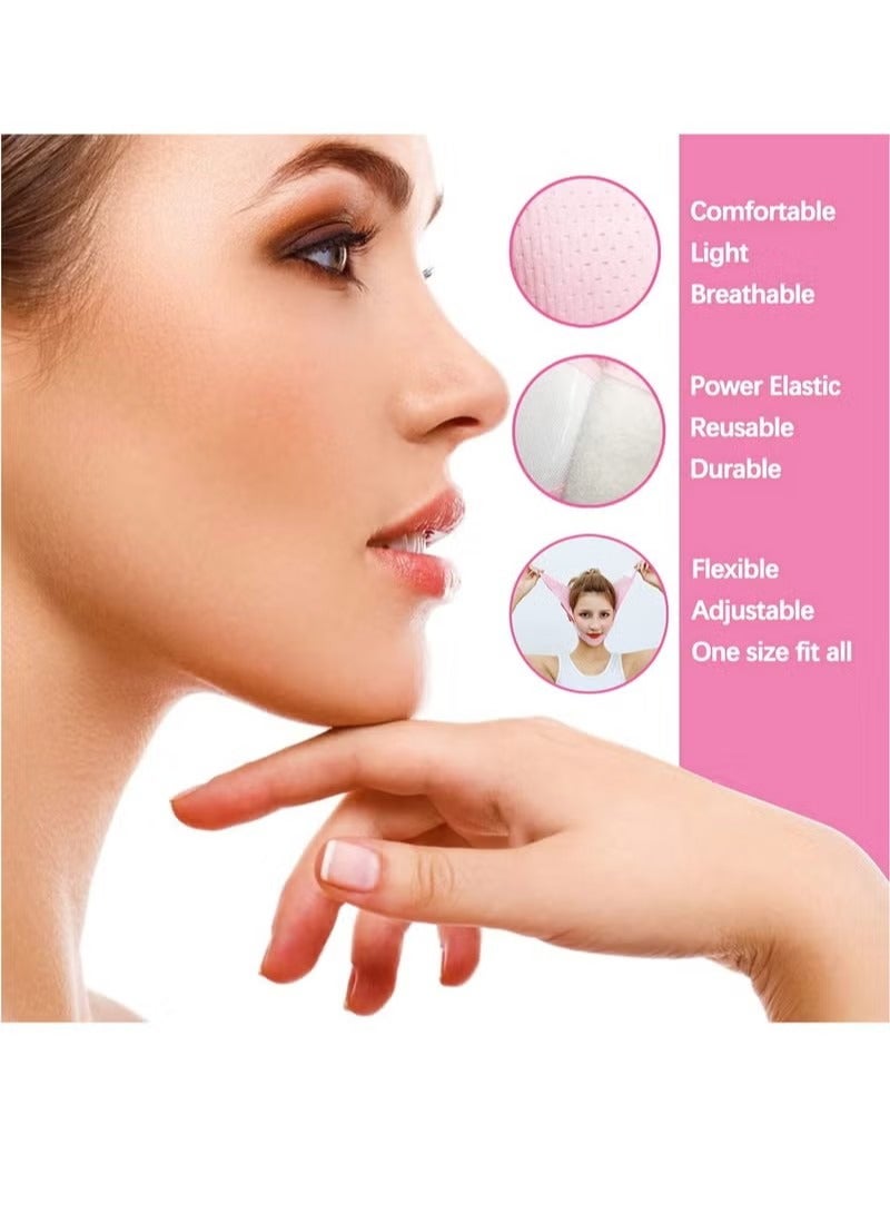 Double Chin Reducer, Face Slimming Strap, V-Shaped Mask Chin up Face Lifting Belt for Women and Men, Anti- Wrinkle Face Mask, Lifting Bandage for Saggy Face Skin Reusable Mask Facial Slimming - Image 3