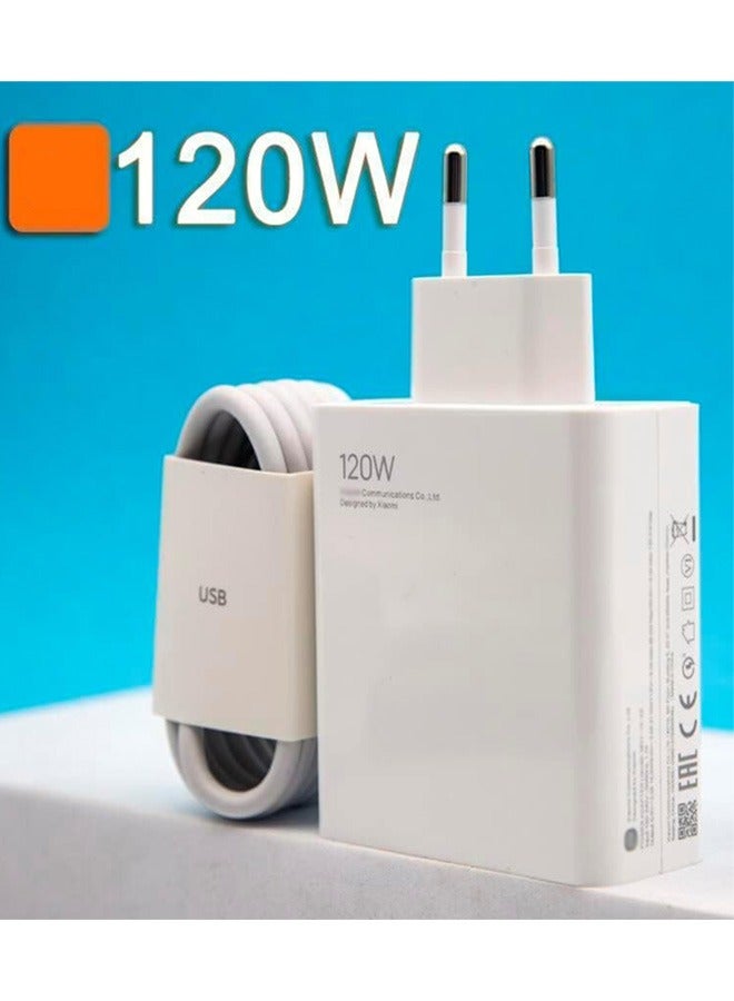 Fast Charger 120W Qc 4.0 Turbo Adapter Charger With 6A USB-C Cable Compatible With Mi Xiaomi Devices - Image 1