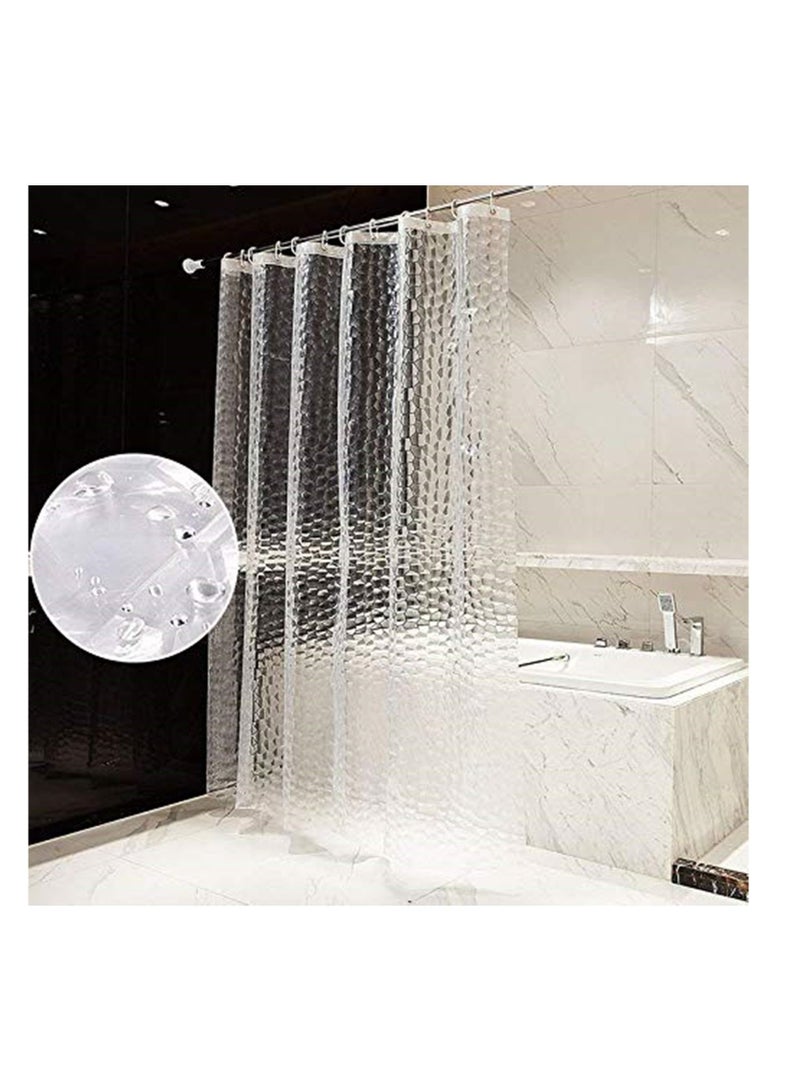 Clear Shower Curtain Bathroom Screen Thickened 3D Transparent Waterproof with Hooks EVA Home Supplies - Image 3