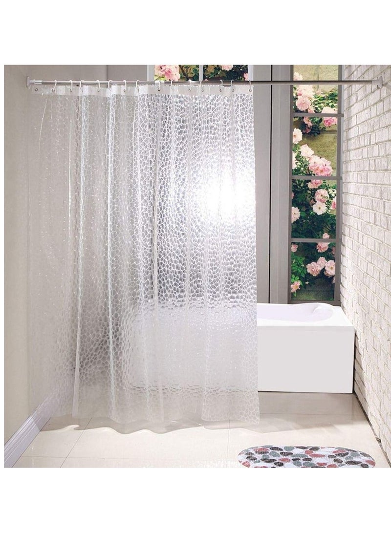 Clear Shower Curtain Bathroom Screen Thickened 3D Transparent Waterproof with Hooks EVA Home Supplies - Image 2