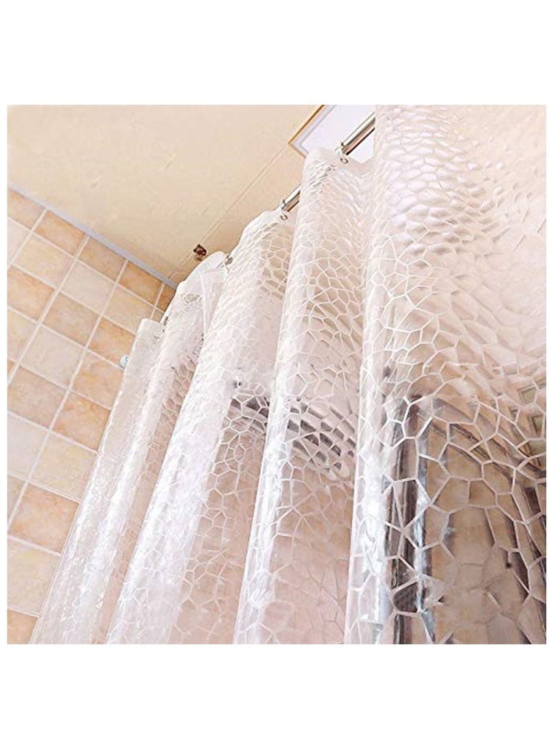 Clear Shower Curtain Bathroom Screen Thickened 3D Transparent Waterproof with Hooks EVA Home Supplies - Image 1