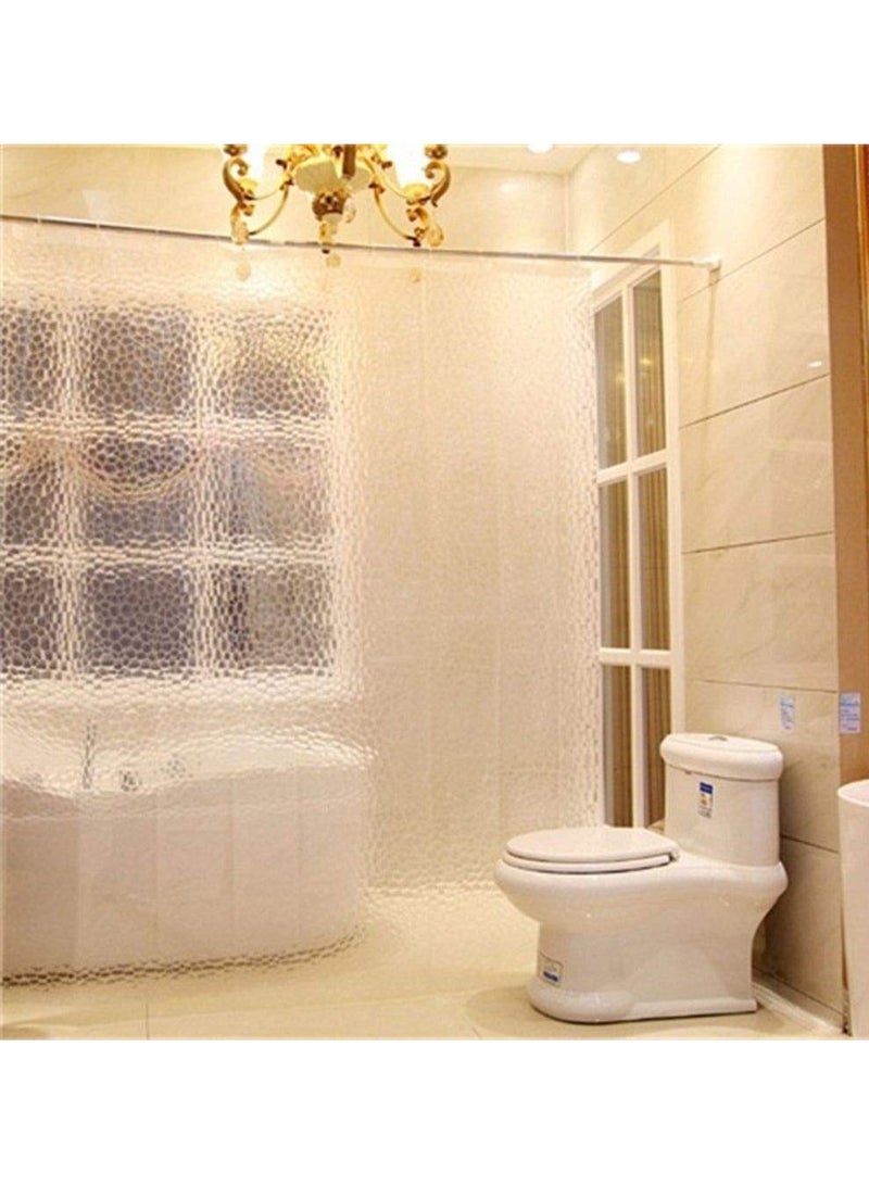 Clear Shower Curtain Bathroom Screen Thickened 3D Transparent Waterproof with Hooks EVA Home Supplies - Image 5