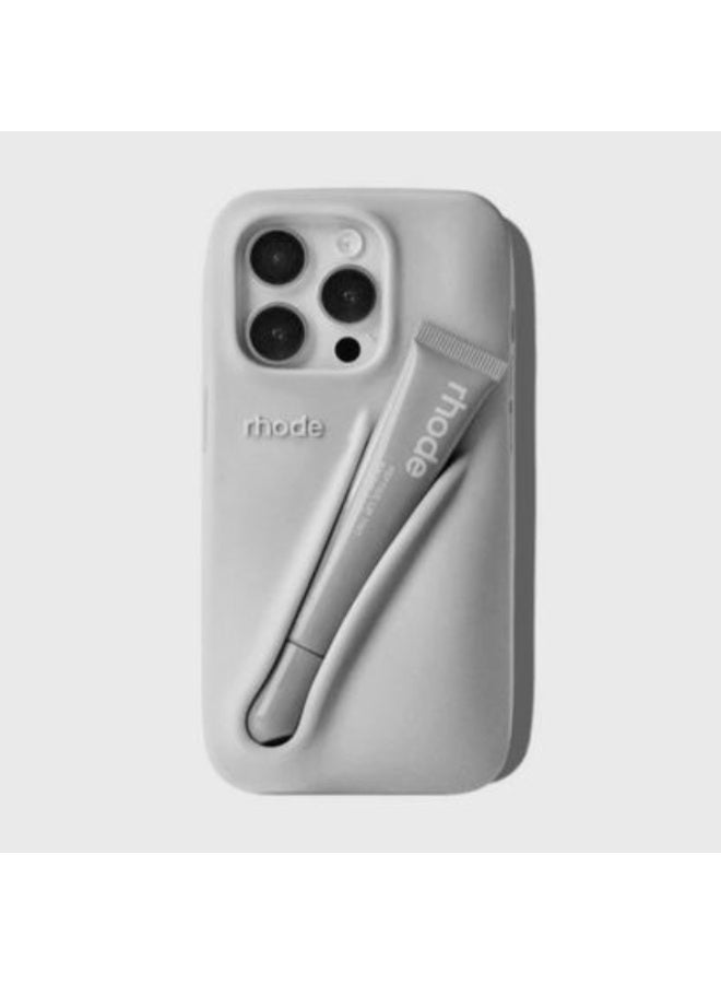 rhode Silicone Lip Holder for Cell Phone, Lip Gloss Adhesive Sleeve for Phone, Lip Holder Stick-on Phone Case, Back Stick On Holder for iPhone Phones - Gray Color - Image 2
