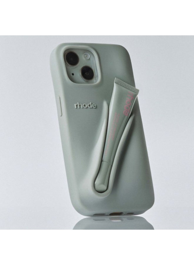 rhode Silicone Lip Holder for Cell Phone, Lip Gloss Adhesive Sleeve for Phone, Lip Holder Stick-on Phone Case, Back Stick On Holder for iPhone Phones - Gray Color - Image 1