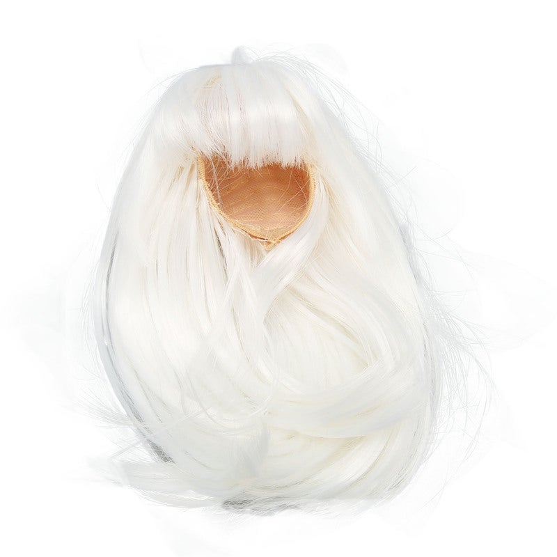 1/6 Doll Wig 15.5-17cm Head Circumference Heat Resistant Synthetic Doll Wig - Cuttable Long Straight White Doll Wig for 1/6 Doll Dress Up And Styling - Image 4