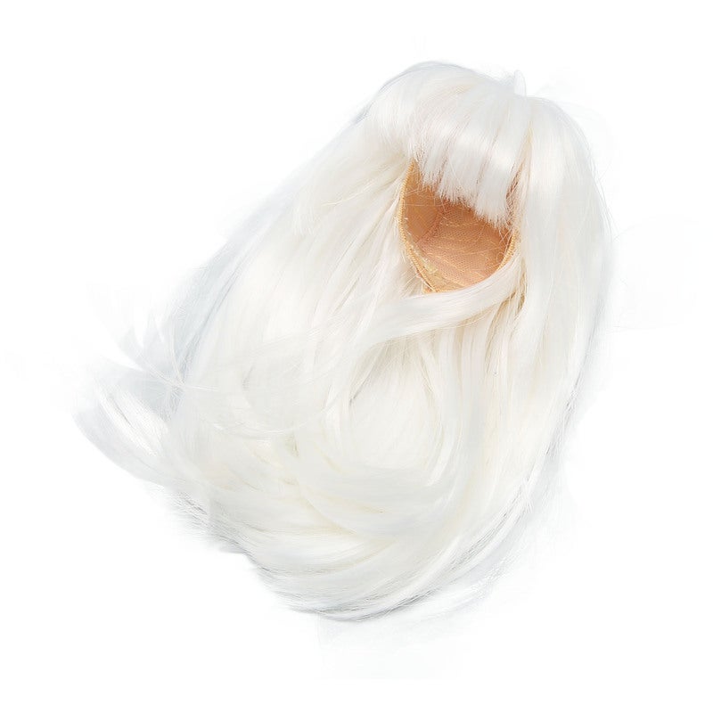 1/6 Doll Wig 15.5-17cm Head Circumference Heat Resistant Synthetic Doll Wig - Cuttable Long Straight White Doll Wig for 1/6 Doll Dress Up And Styling - Image 5