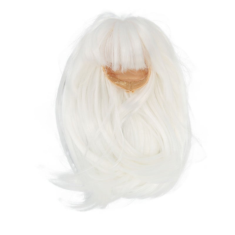 1/6 Doll Wig 15.5-17cm Head Circumference Heat Resistant Synthetic Doll Wig - Cuttable Long Straight White Doll Wig for 1/6 Doll Dress Up And Styling - Image 1
