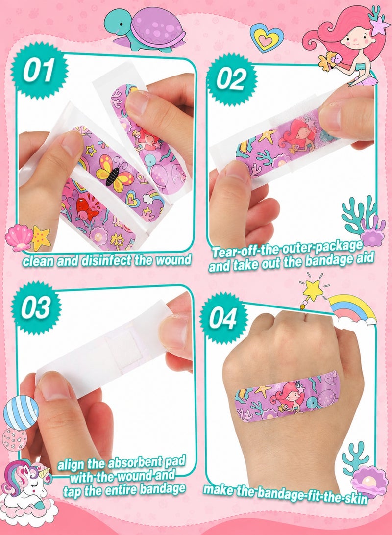 yumee 100PCS Unicorn Kids Bandages, Cute Cartoon Adhesive Band Aids for Children, Waterproof Breathable Flexible First Aid Wound Stickers, Colorful Fun Bandage Strips for Boys Girls Home Emergency Care - Image 4
