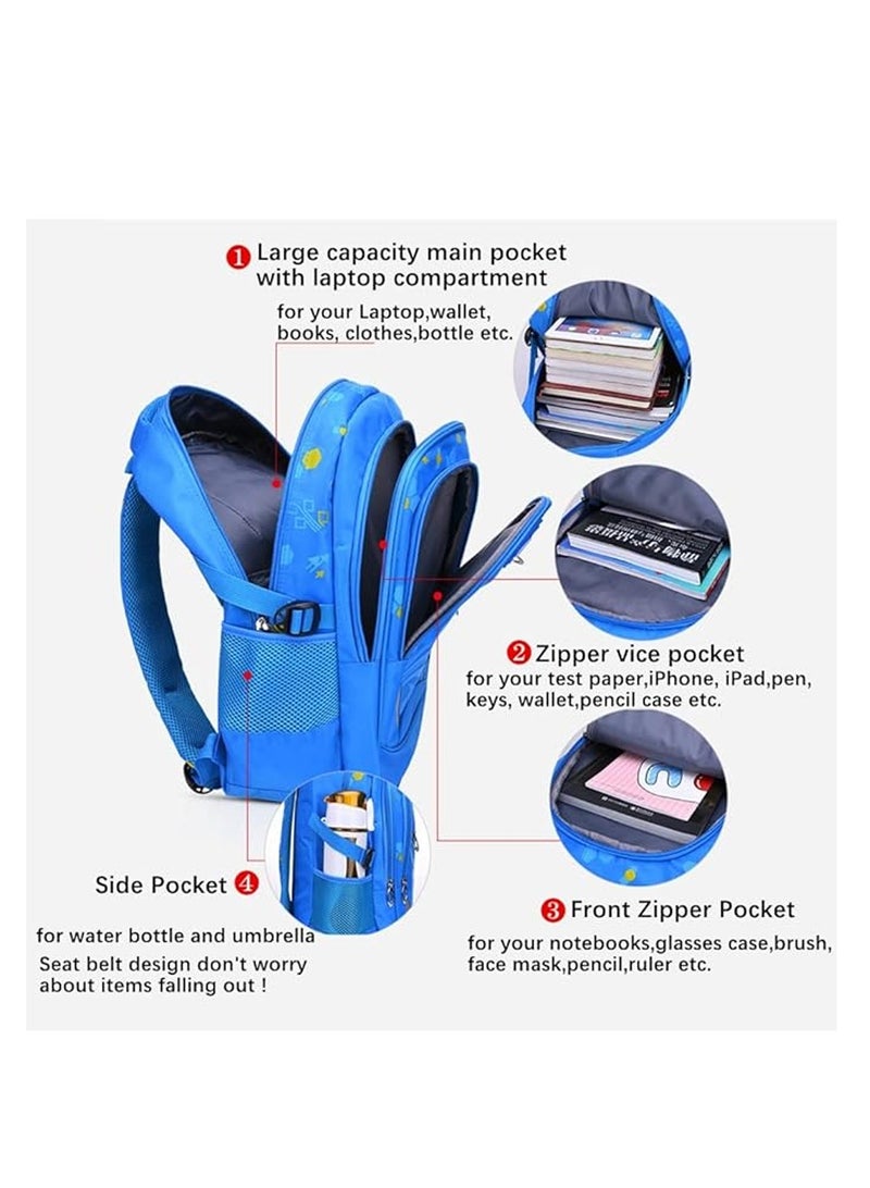 ستار بيبيز مجموعات ستار بيبيز بي تي إس - حقيبة ظهر مدرسية للمراهقين والأولاد والبنات وحقيبة الكتب الابتدائية، صندوق غداء مع 4 حجرات، خالية من البيسفينول أ، مضادة للتسرب - عبوة من قطعتين - أزرق - Image 3