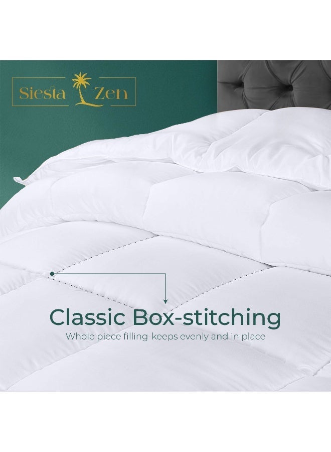 القيلولة زين لحاف سيستا زِن فائق النعومة بحجم كبير – حشوة مايكروفايبر مع ألياف مجوفة بكر، سماكة 7.5 توغ (450 جم/م²)، مناسب لجميع المواسم، مخيط بتقنية المربعات، خفيف ومنفوش وقابل للتنفس - Image 3