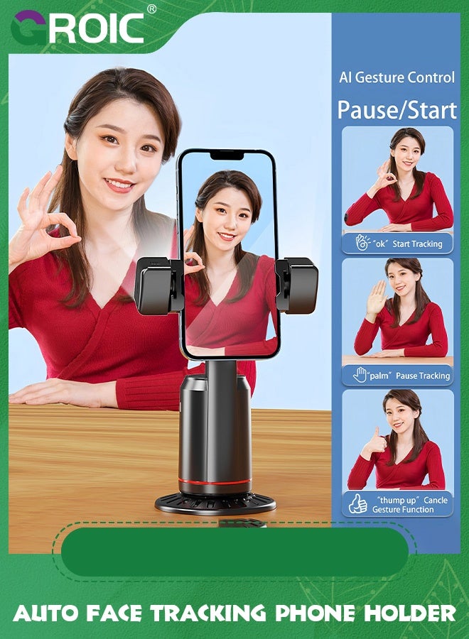 GROIC Auto Face Tracking Phone Holder, 360° Rotation Face Body Phone Tripod Smart Shooting Camera Mount with Rechargeable Remote and Light for Live Vlog Streaming Video  - Image 5