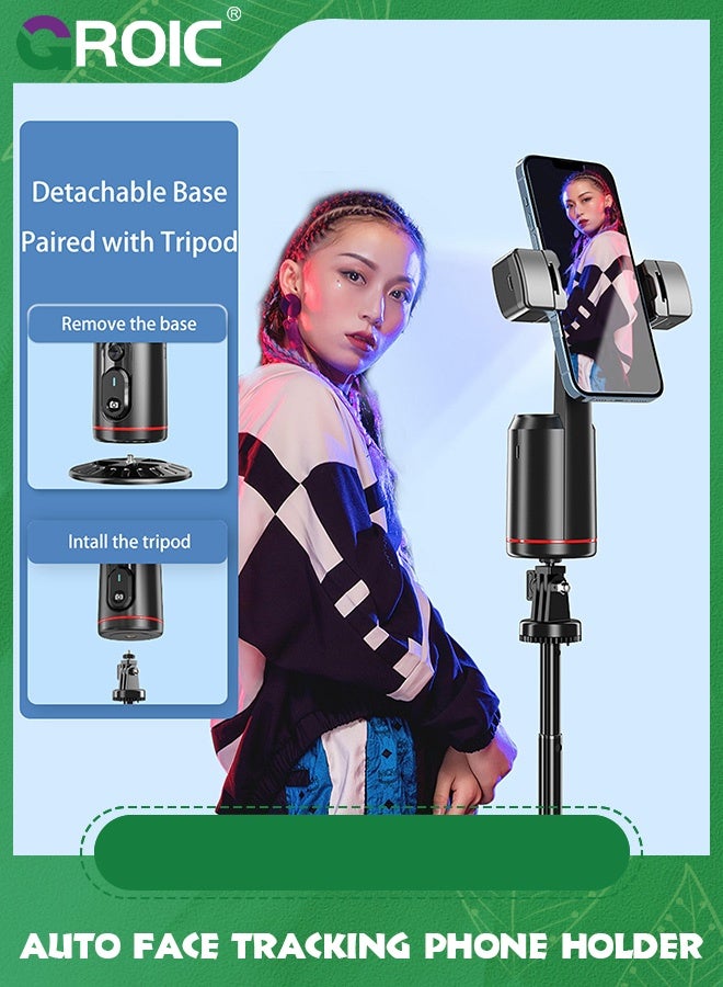 GROIC Auto Face Tracking Phone Holder, 360° Rotation Face Body Phone Tripod Smart Shooting Camera Mount with Rechargeable Remote and Light for Live Vlog Streaming Video  - Image 3