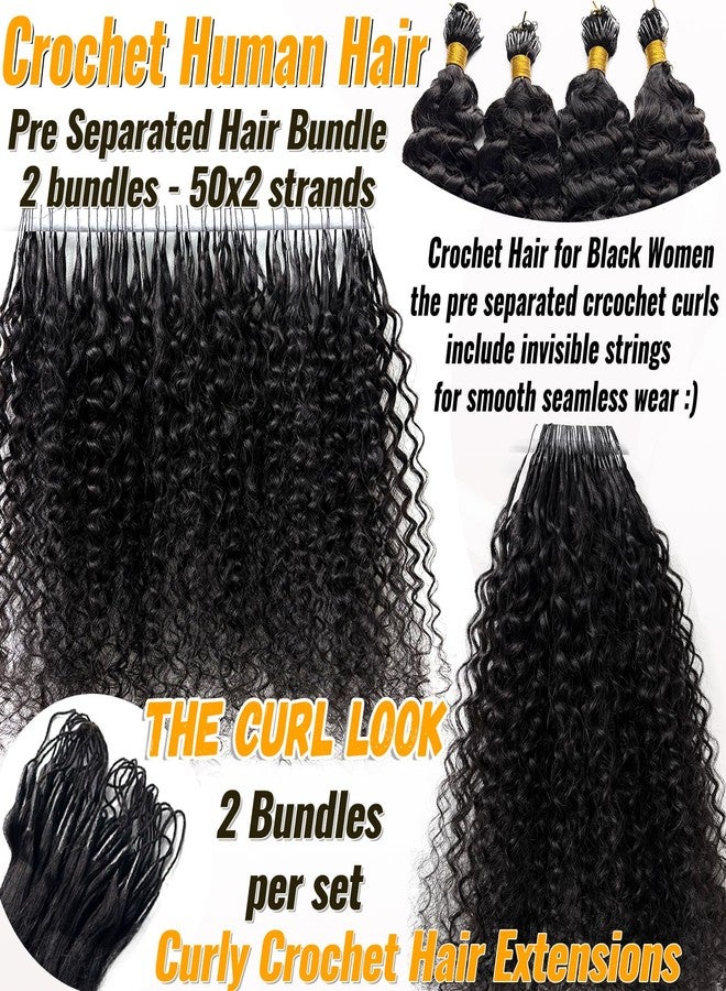 Valiilo Crochet Hair for Black Women Pre Separated Curly Crochet Hair Extensions Real Human Hair Burmese Curly Crochet Human Hair 16 Inch 100G 2 Bundles Invisible Knotless Pre Looped Human Crochet Hair - Image 2