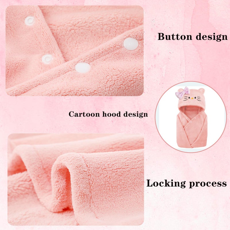 IFaryMes Toddler Bath Towel Baby Towels with Hood 27.5"X55" Ultra Absorbent Soft Bathrobe Blanket Kids Shower Towel for Girls and Boys(Pink Cat) - Image 5