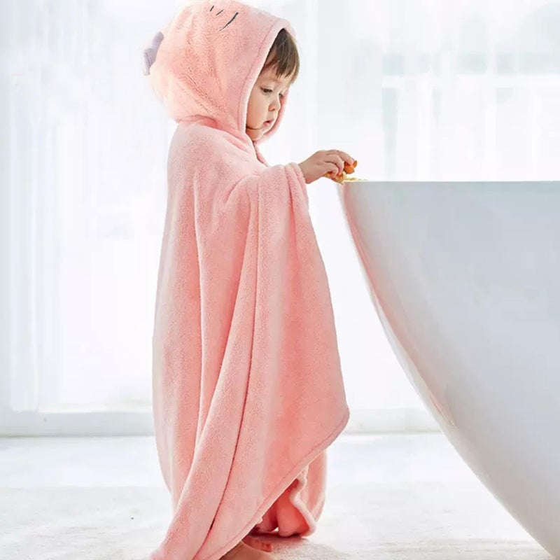 IFaryMes Toddler Bath Towel Baby Towels with Hood 27.5"X55" Ultra Absorbent Soft Bathrobe Blanket Kids Shower Towel for Girls and Boys(Pink Cat) - Image 2