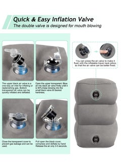 Arabest Inflatable Airplane Travel Pillow Adjustable Height Cushions for Kids to Sleep While Traveling Suitable for Office Home and Any Travel Grey 43x38x23cm  - Image 5